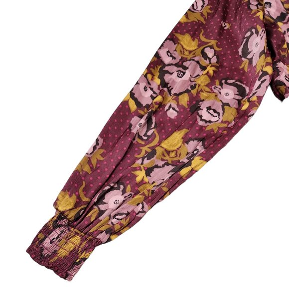 Free People Floral Fit & Flare Purple Dress Longsleeve Lightweight Size 6 - Picture 4 of 11